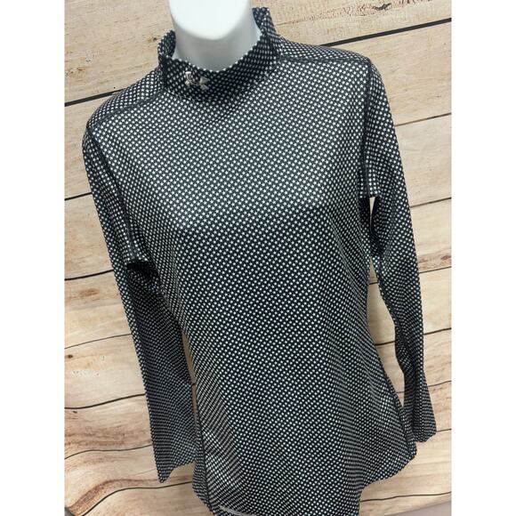 Under Armour Womens Shirt Size Medium Cold Gear Mock Long Sleeve Black Stars Top - Picture 7 of 15